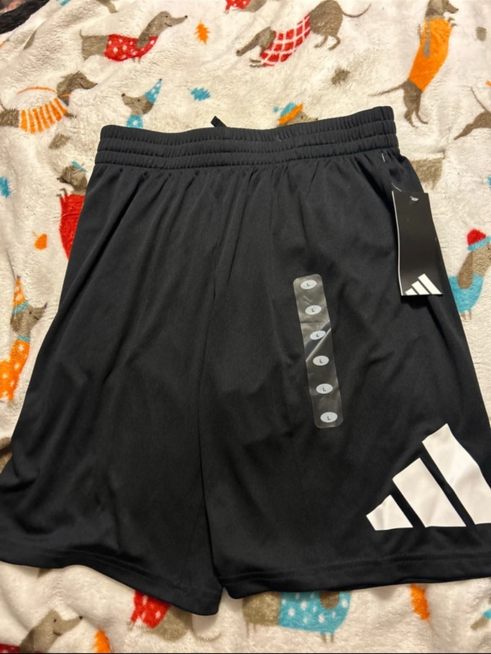 adidas Black Youth Athletic Shorts with White Logo